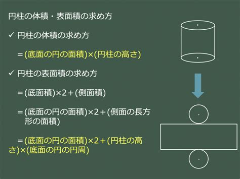 低面積|円柱の側面積、底面積、表面積を求める方法